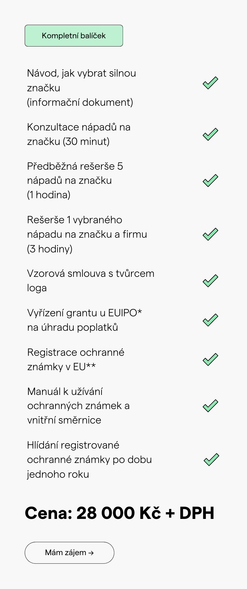 Ochranné známky - kompletní balíček